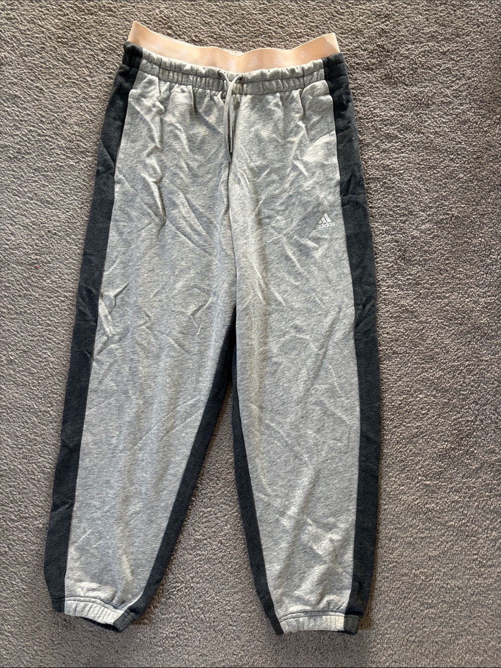 adidas Light Gray & Black Athletic Joggers